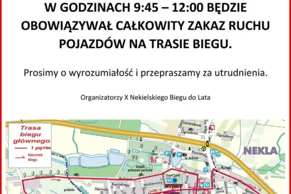 X Nekielski Bieg do Lata – utrudnienia w ruchu w niedzielę