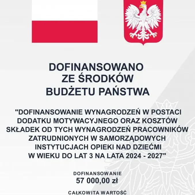 57 tys. zł dla gminy Września na dodatki motywacyjne dla opiekunów żłobków