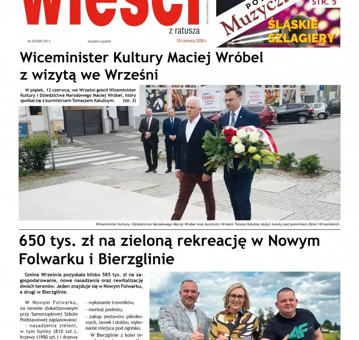 Wiceminister Kultury z wizytą we Wrześni – nowe inwestycje i jubileusze