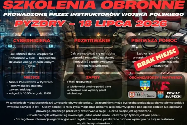 Szkolenia obronne w Pyzdrach: ostatnie miejsca na cyberhigienę i przetrwanie