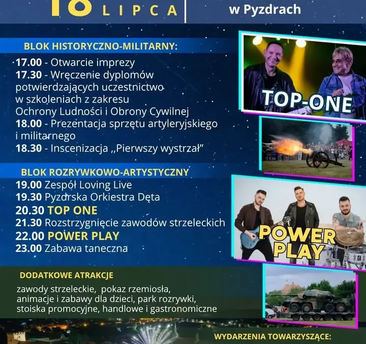 Wystrzałowe Pyzdry 2026: Militarna uczta i muzyczne gwiazdy na stadionie