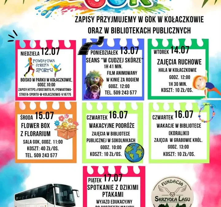 Ruszyły zapisy na trzeci tydzień „Wakacji z GOK” w Kołaczkowie