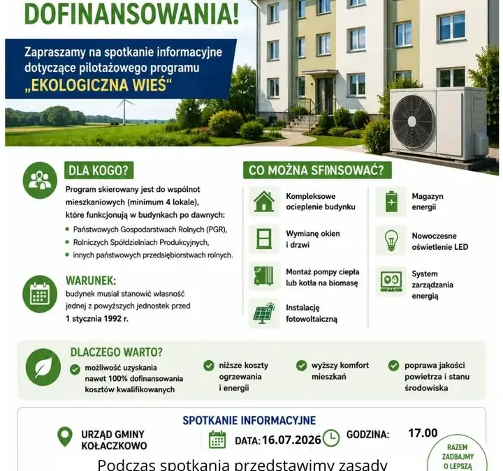 Gmina Kołaczkowo zaprasza na spotkanie o programie „Ekologiczna Wieś”
