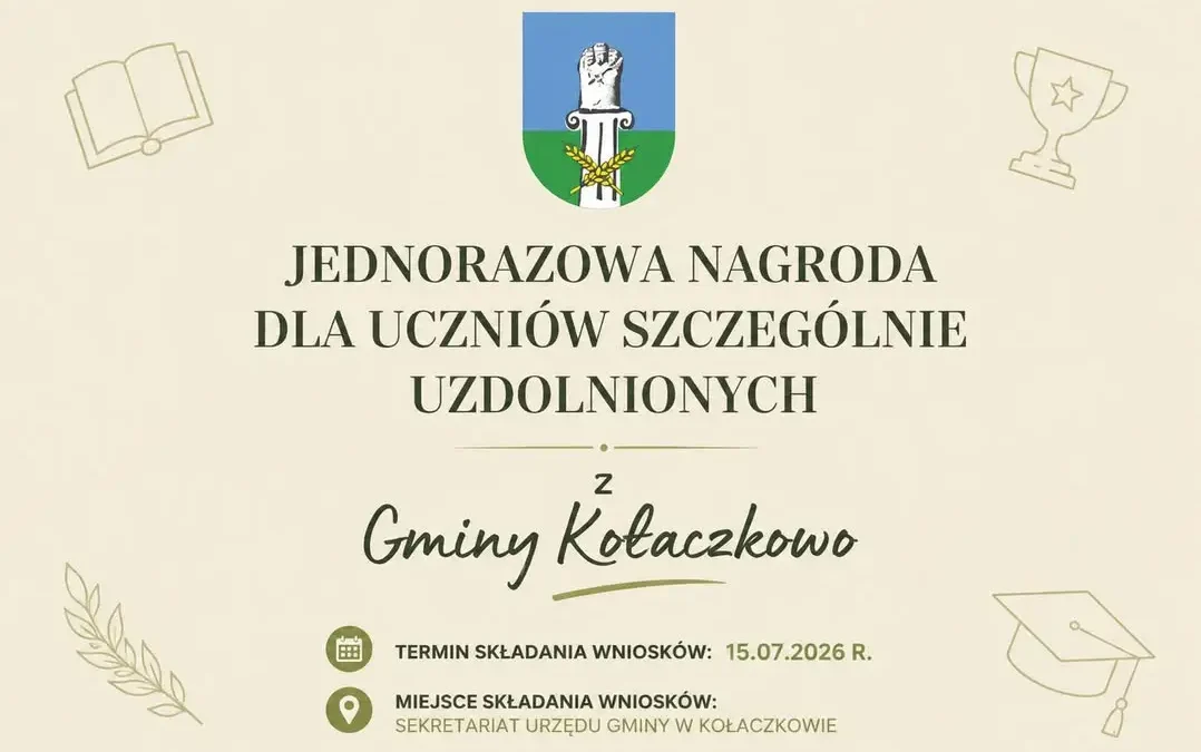 Nagroda Gminy Kołaczkowo dla uzdolnionych uczniów – wnioski do 15 lipca