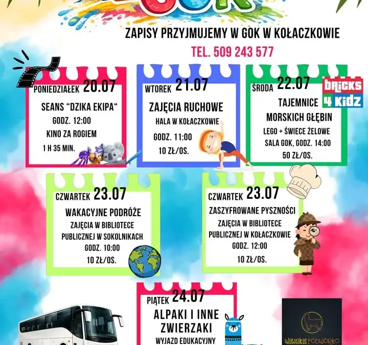 GOK zaprasza na czwarty tydzień wakacyjnych atrakcji