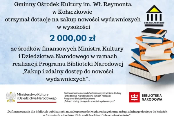 Biblioteka w Kołaczkowie z dofinansowaniem na nowości wydawnicze