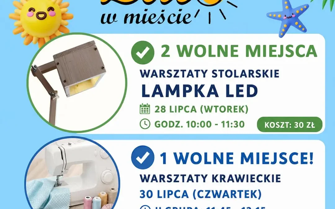 Zostały ostatnie miejsca na warsztaty stolarskie i krawieckie w Nekli