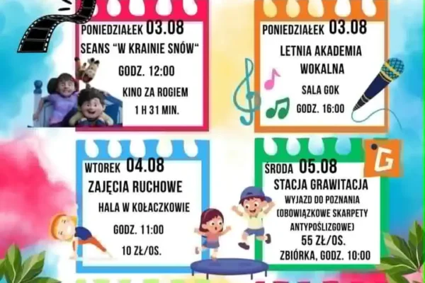 Sierpień z GOK Kołaczkowo: kino, warsztaty, wyjazd do Stacji Grawitacja