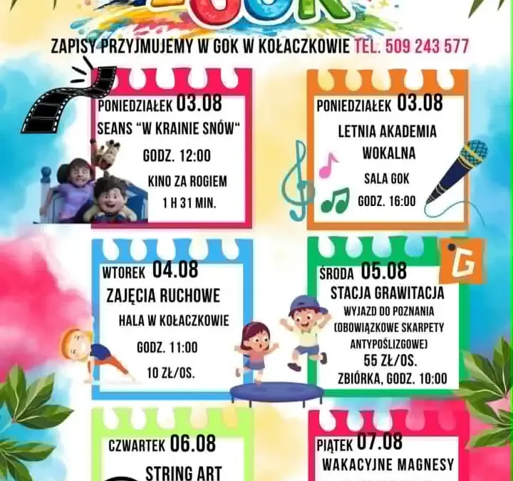 Sierpień z GOK Kołaczkowo: kino, warsztaty, wyjazd do Stacji Grawitacja