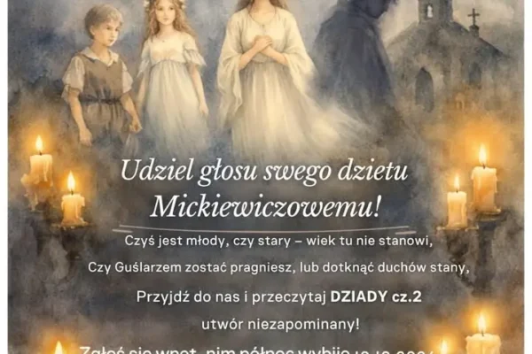 Narodowe Czytanie w Pyzdrach: Zaproszenie do wspólnego czytania „Dziadów” cz. II