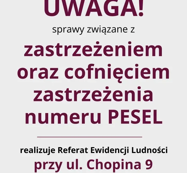 Gdzie we Wrześni załatwić zastrzeżenie numeru PESEL?