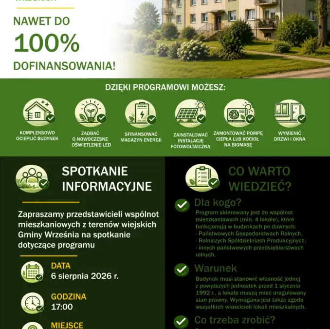 Gmina Września zaprasza na spotkanie o programie Ekologiczna Wieś