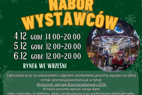 Września: Rusza nabór wystawców na Jarmark Bożonarodzeniowy 2026
