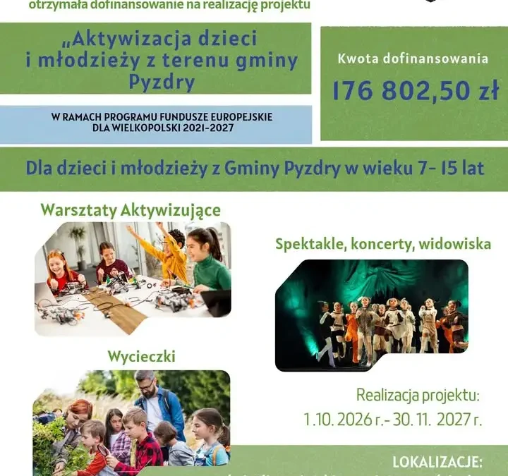 Pyzdry pozyskały unijne wsparcie na aktywizację dzieci i młodzieży