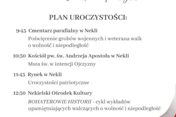 Nekla uczci 108. rocznicę odzyskania niepodległości – program obchodów 11 listopada