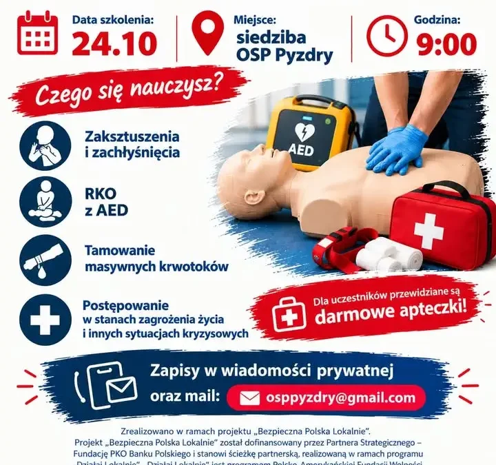 Bezpłatne szkolenie z pierwszej pomocy w Pyzdrach – zapisy trwają