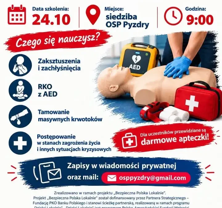 Bezpłatne szkolenie z pierwszej pomocy w Pyzdrach – 24 października